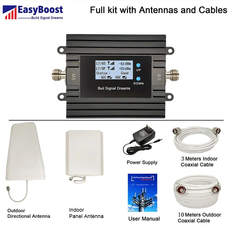 Cell Signal Repeater 850Mhz&1800Mhz B5 B3 Signal Booster 2G 3G 4G CDMA Celullar Amplifier App Monitoring Smart LCD For Home